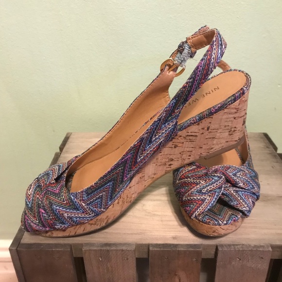 NINE WEST platform wedge sandal - Picture 1 of 4